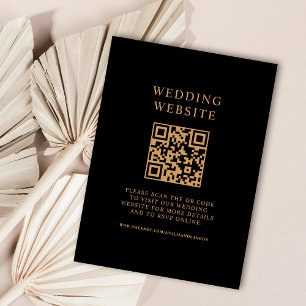 Carte D'accompagnement Code QR Mariage noir et or simple