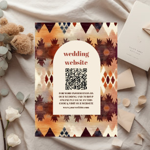 Carte D'accompagnement Code QR mariage occidental ethnique marron tribal