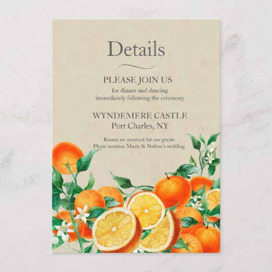 Carte D'accompagnement Code QR Mariage Orange Blossom (Devant)