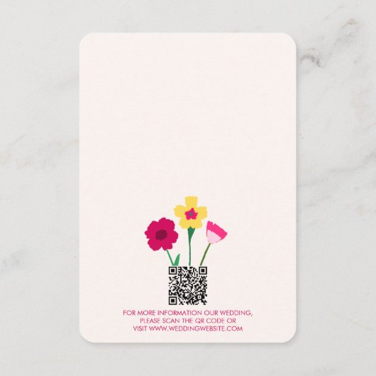 Carte D'accompagnement Code QR Mariage rose Fuchsia gras et brillant (Dos)
