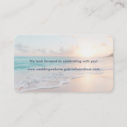 Carte D'accompagnement Code QR Mariage RSVP Beach Destination (Dos)