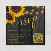 Carte D'accompagnement Code QR mariage rustique de tournesol de bois RSVP (Devant)