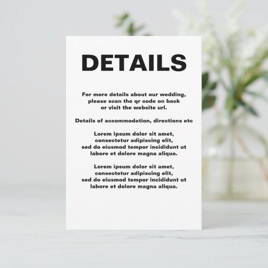 Carte D'accompagnement Code QR Mariage simple (Debout devant)