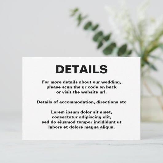 Carte D'accompagnement Code QR Mariage simple (Debout devant)