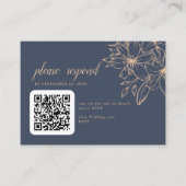 Carte D'accompagnement Code QR Mariage Soft Bleu Foncé (Devant)