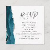 Carte D'accompagnement Code QR Mariage turquoise Silver Agate RSVP (Devant)