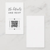 Carte D'accompagnement Code QR Mariage unique RSVP et détails (Devant / Derrière)