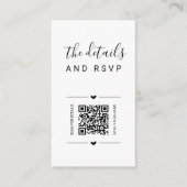 Carte D'accompagnement Code QR Mariage unique RSVP et détails (Devant)