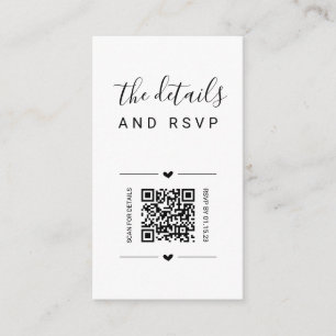 Carte D'accompagnement Code QR Mariage unique RSVP et détails