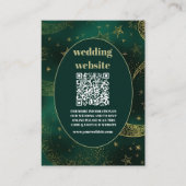 Carte D'accompagnement code QR Mariage Vert Emeraude Or Céleste (Devant)