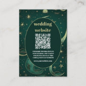 Carte D'accompagnement code QR Mariage Vert Emeraude Or Céleste (Devant)