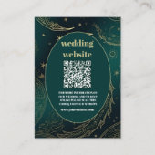 Carte D'accompagnement code QR Mariage Vert Emeraude Or Céleste (Devant)