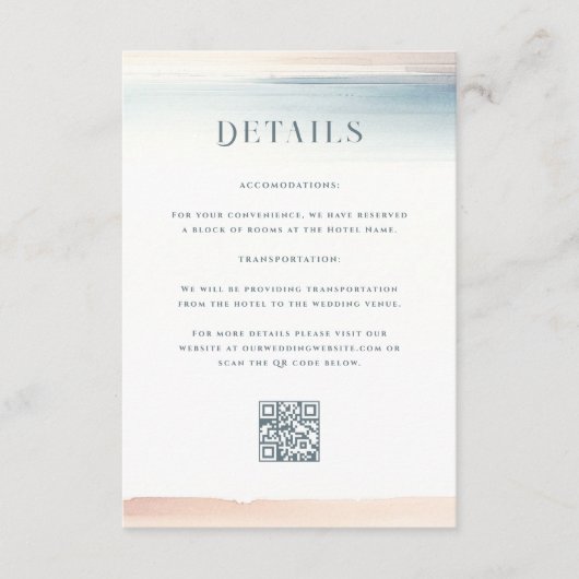 Carte D'accompagnement Code QR Mariage Wailea (Devant)