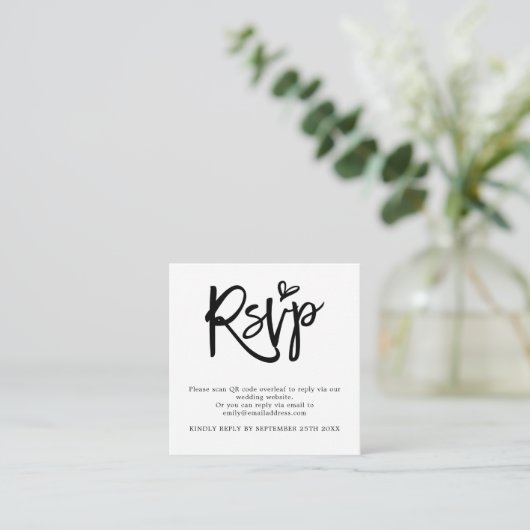 Carte D'accompagnement Code QR Mini Script pour Mariage Réponse incluse (Debout devant)