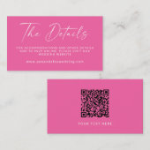 Carte D'accompagnement Code QR minimal Mariage de script moderne rose cha (Devant / Derrière)