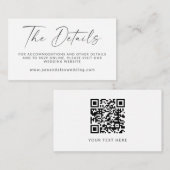 Carte D'accompagnement Code QR minimal noir blanc moderne Mariage de scri (Devant / Derrière)