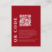 Carte D'accompagnement Code QR minimal Rouge et blanc Détails du Mariage  (Devant)