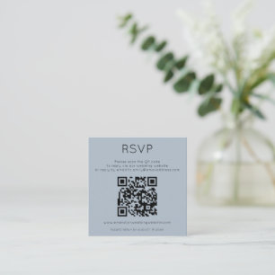 Carte D'accompagnement Code QR minimaliste Bleu Poussiéreux Mariage RSVP