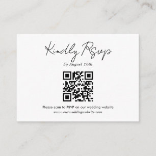Carte D'accompagnement Code QR minimaliste Mariage de script Rsvp