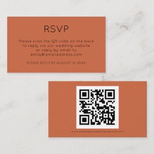 Carte D'accompagnement Code QR minimaliste Mariage en terre cuite RSVP