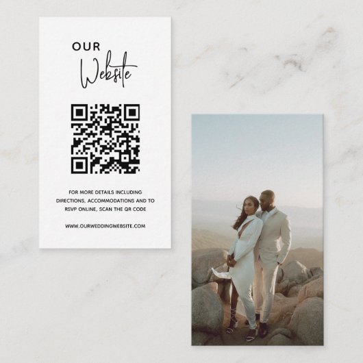 Carte D'accompagnement Code QR minimaliste noir et blanc Mariage moderne (Devant / Derrière)