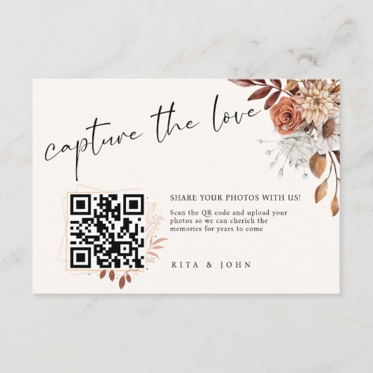 Carte D'accompagnement Code QR Modern Cream Boho Capture The Love  (Devant)