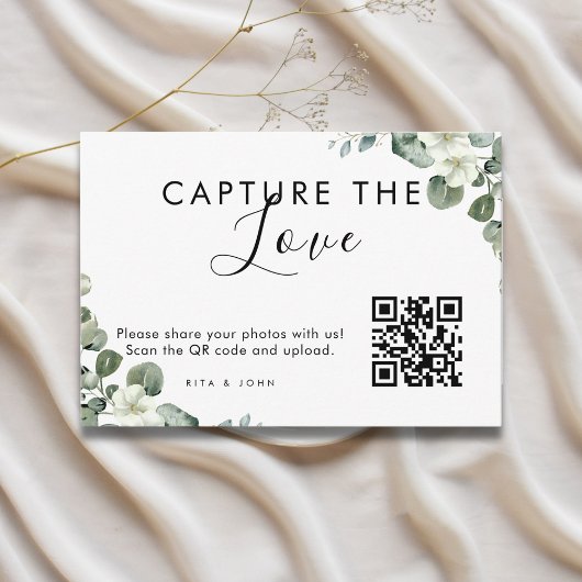 Carte D'accompagnement Code QR Modern Eucalyptus Capture The Love