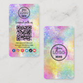 Carte D'accompagnement Code QR moderne Connectez-vous avec nous Holo Opal (Devant / Derrière)