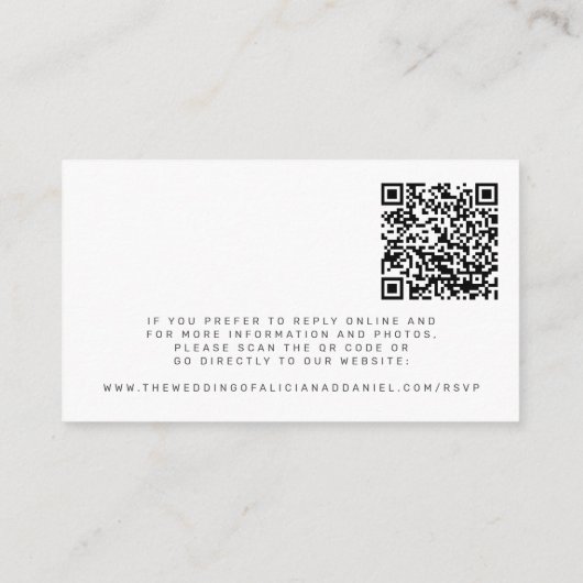 Carte D'accompagnement Code QR moderne et réponse mariage classique RSVP (Dos)