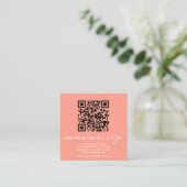 Carte D'accompagnement Code QR moderne mariage corail  (Debout devant)