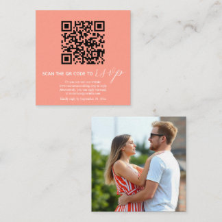 Carte D'accompagnement Code QR moderne mariage corail 