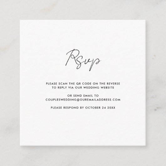 Carte D'accompagnement Code QR moderne Mariage de script RSVP (Devant)