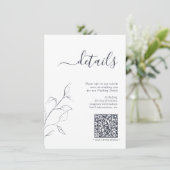 Carte D'accompagnement Code QR moderne Marine Blue Mariage Détails (Debout devant)