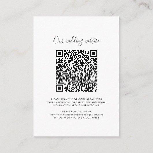 Carte D'accompagnement Code QR moderne Photo RSVP Mariage Enregistrer la  (Dos)