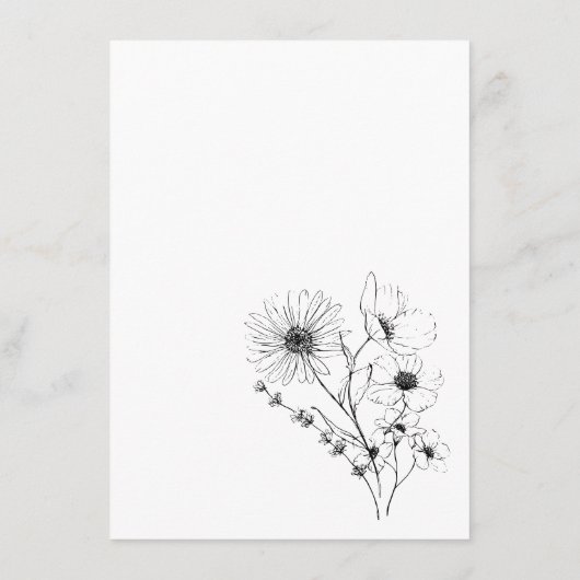 Carte D'accompagnement Code QR moderne Script noir blanc Détails floraux (Dos)