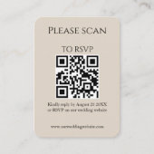 Carte D'accompagnement Code QR moderne simple et Mariage RSVP (Devant)