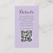 Carte D'accompagnement Code QR moderne violet Mariage RSVP (Devant)