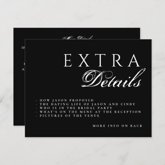 Carte D'accompagnement Code QR modifiable Double côté Détails Mariage (Devant / Derrière)