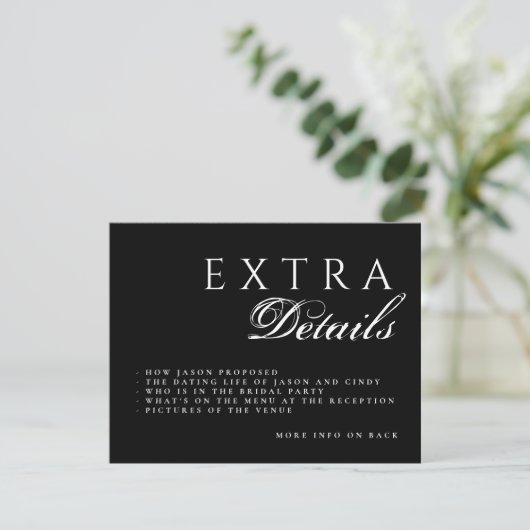 Carte D'accompagnement Code QR modifiable Double côté Détails Mariage (Debout devant)