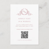 Carte D'accompagnement Code QR Monogramme Aquarelle Rose Poussiéreux RSVP (Devant)