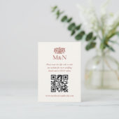 Carte D'accompagnement Code QR Monogramme Élégant pour Réponse de Mariage (Debout devant)