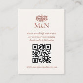 Carte D'accompagnement Code QR Monogramme Élégant pour Réponse de Mariage (Devant)
