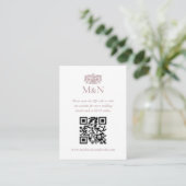 Carte D'accompagnement Code QR Monogramme Élégant pour Réponse de Mariage (Debout devant)