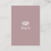 Carte D'accompagnement Code QR Monogramme Élégant pour Réponse de Mariage (Dos)