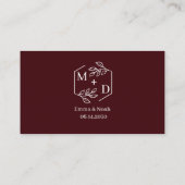Carte D'accompagnement Code QR Monogramme Minimal Détails Mariage Bordeau (Dos)