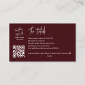 Carte D'accompagnement Code QR Monogramme Minimal Détails Mariage Bordeau (Devant)