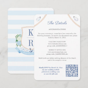 Carte D'accompagnement Code QR Monogramme Naution de détails de mariage