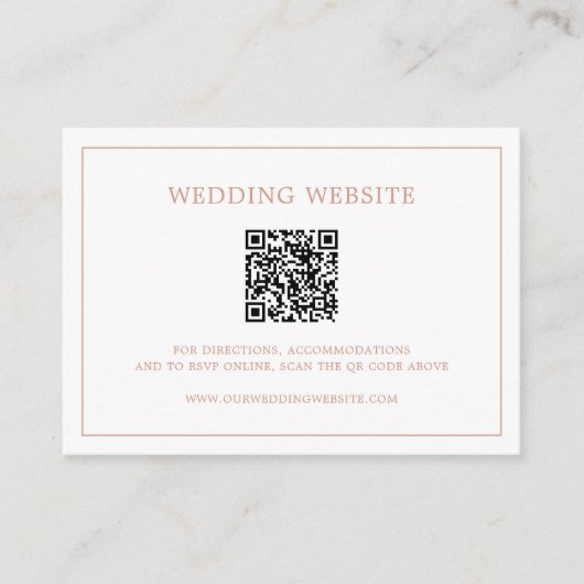 Carte D'accompagnement Code QR Monogramme Rose Simple Élégant Mariage (Devant)