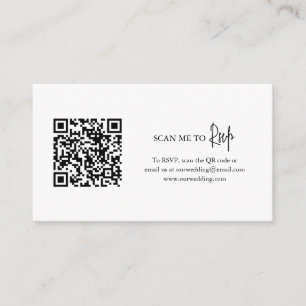 Carte D'accompagnement Code QR noir et blanc intemporel Mariage élégant
