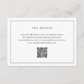 Carte D'accompagnement Code QR noir et blanc intemporel Mariage moderne (Devant)